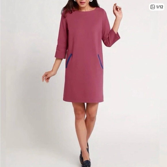 NWT BetaBrand Half-Day Shift Dress — Raspberry Wine with Navy Trim — Size XXLP - Picture 5 of 5